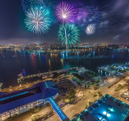 Fireworks over Norfolk Waterside