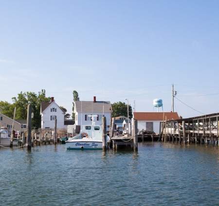 Tangier Island Virginia — the waterfront and crab shanties in the Chesapeake Bay