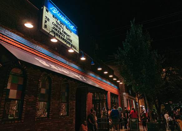 Exterior of The Bluebird on a concert night