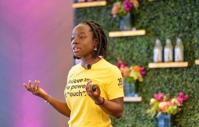 Mikaila Ulmer of Me and The Bees Lemonade speaking at Visit Austin event