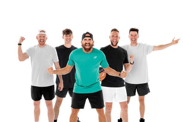 5 guys from Dude Perfect Squad Games Tour