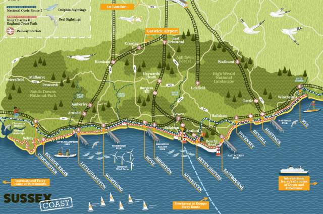 Coastal map of Sussex