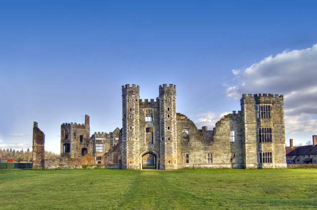 External shot of the ruined castle at Cowdray Estate