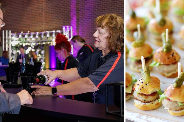 Bartender serving with mini sliders