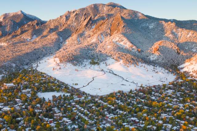 Winter Aerial of Boulder CO