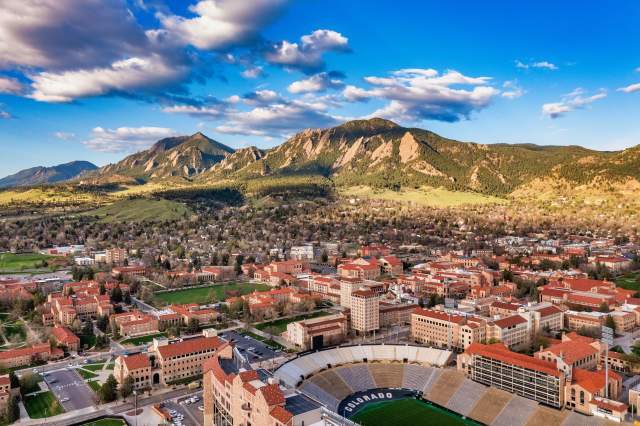 Aerial of Boulder with Folsom Field