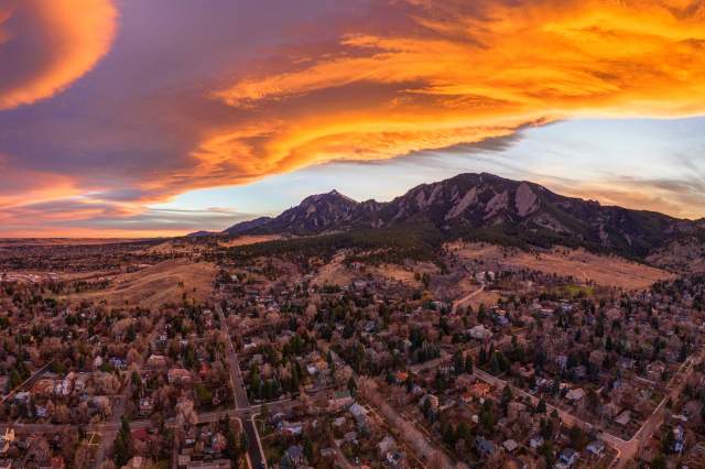 Boulder and the Flatirons at Sunset
