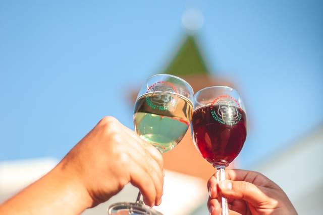 Wine glasses clinking in Grapevine, Texas