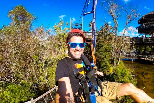 Visit Orlando employee at Gatorland zipline adventure