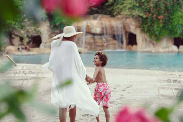 Discovery Cove family at Serenity Bay beach