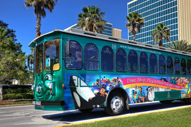 I-Drive Resort Area trolley outside hotel