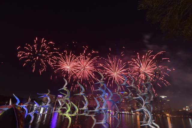 Come Out With Pride fireworks over Lake Eola