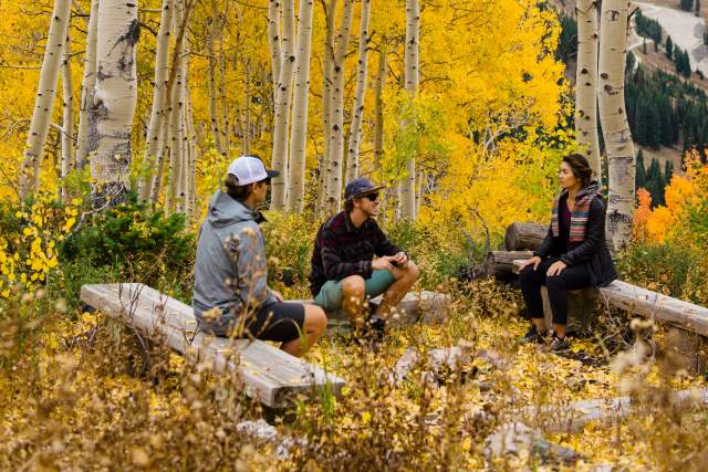 Friends Hiking Little Cottonwood Canyon in the Fall