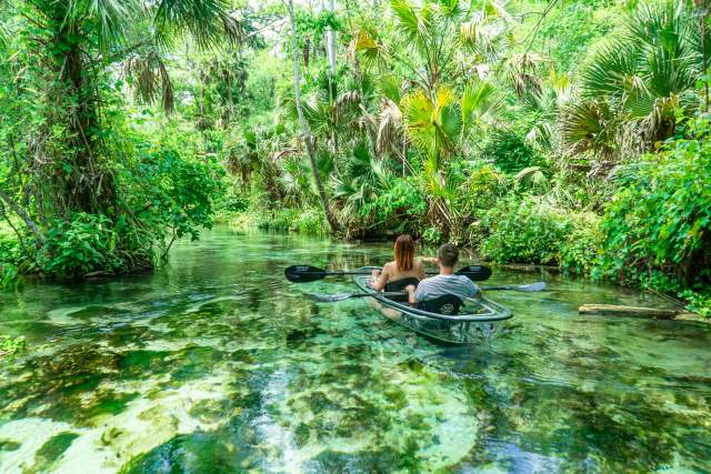 Couple kayaking in Rock Springs at Get Up and Go Kayaking