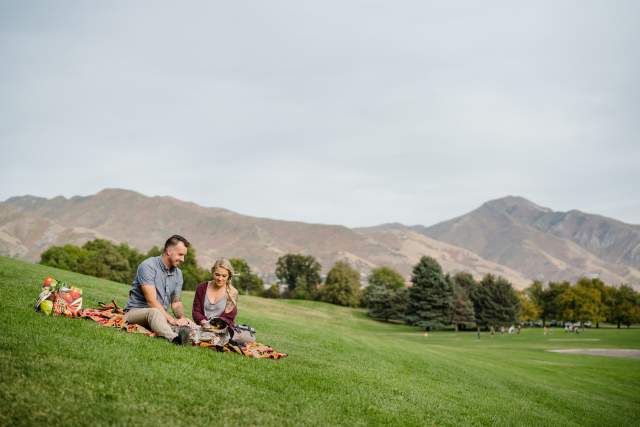 Couple Having Picnic at Sugar House Park