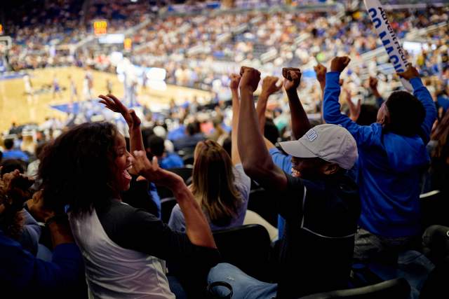 Orlando Magic fans cheer on their hometown team