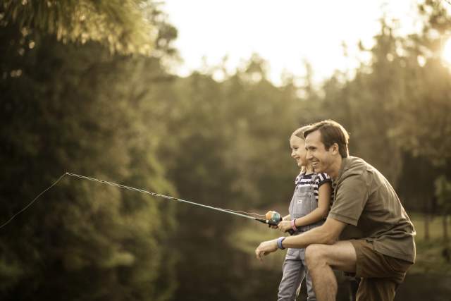 Walt Disney World Fishing - father and daughter fishing