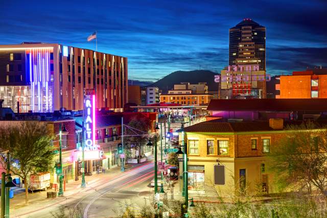 night view of downtown Tucson