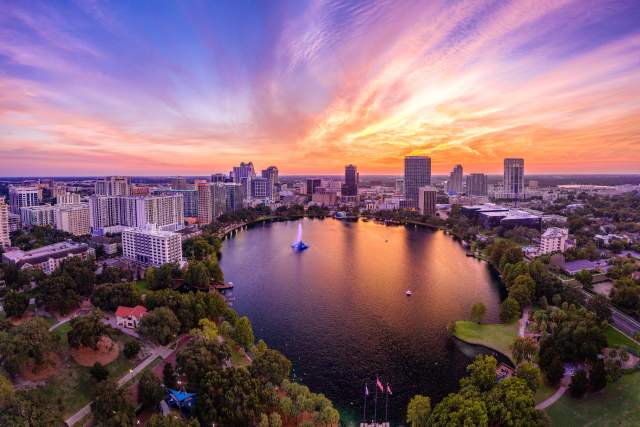 Orlando Main Streets lake eola aerial