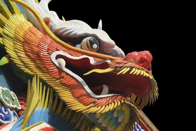 A colorful asian temple dragon