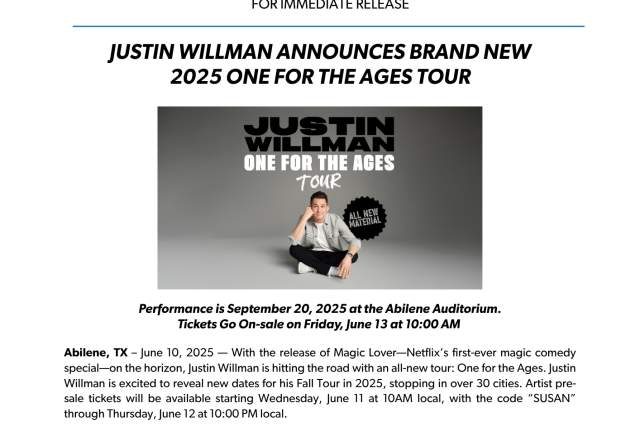 Justin Willman: One For All The Ages Tour