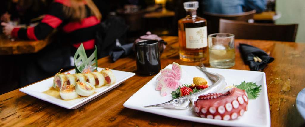 Sushi Rolls and Octopus dishes at Takashi Sushi in Downtown Salt Lake City