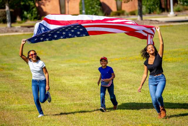 Active Family with Flag