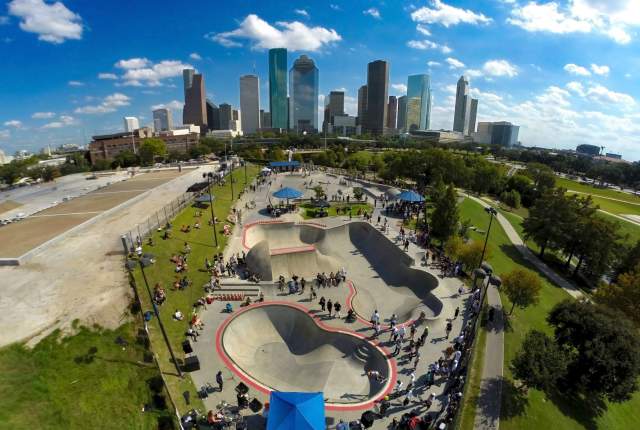Lee and Joe Jamail Skate Park with Skyline