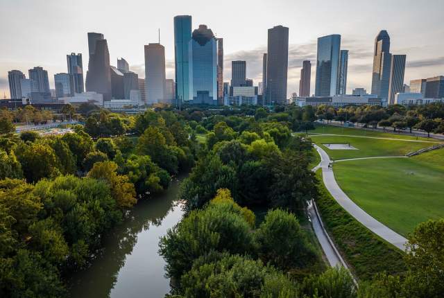 Buffalo Bayou Park Skyline Sunrise