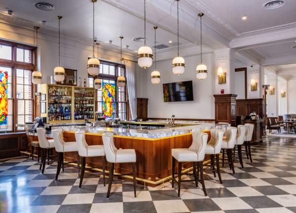 Lobby bar at the Yorktowne Hotel