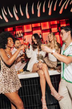 Friends at bar at STK Orlando