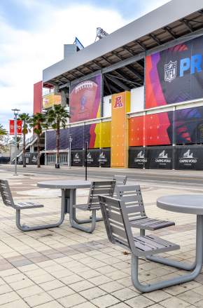 Camping World Stadium exterior in West Lakes District.