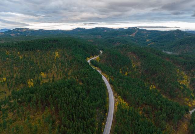 Aerial shot of Highway 385