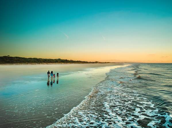 Family on East Beach on St. Simons Island
