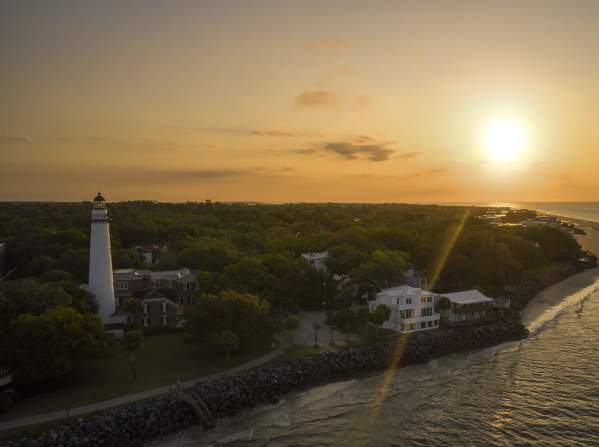 St. Simons Island lighthouse at sunset