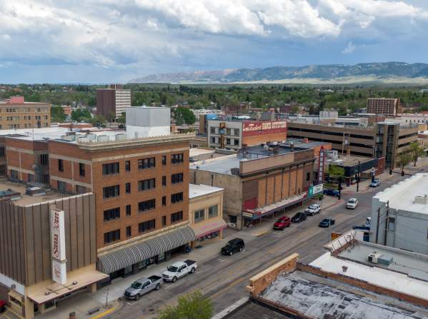Aerial view of downtown Casper, WY