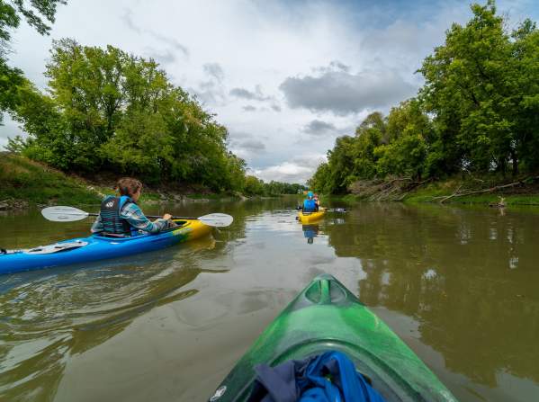 first person view from a kayak on a river