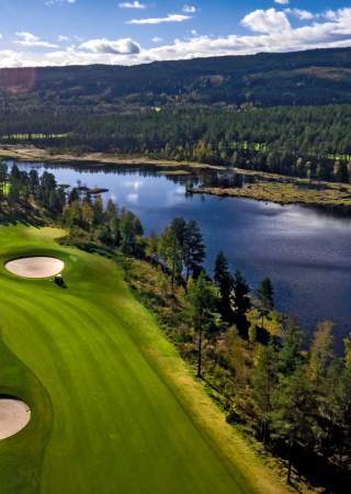 Dronebilde med flott usikt fra Kongsvinger Golfklubb