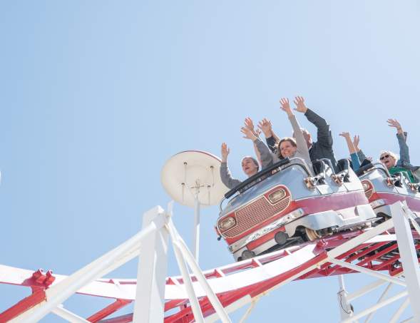 People riding the mouse trap at wonderland park in amarillo,texas