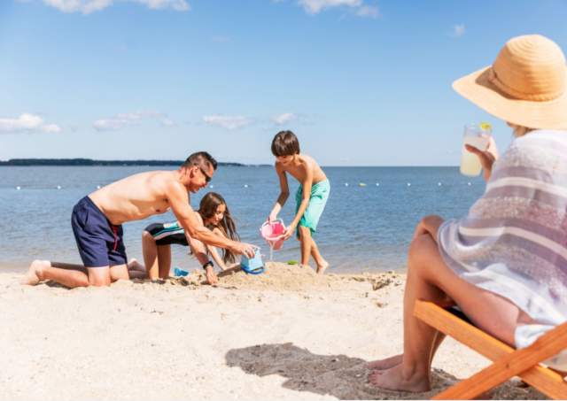 Family on beach
