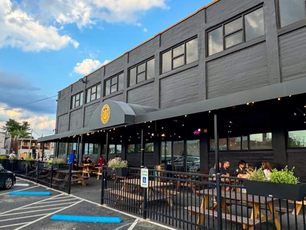The patio seating at Wooden Cask Brewing Company