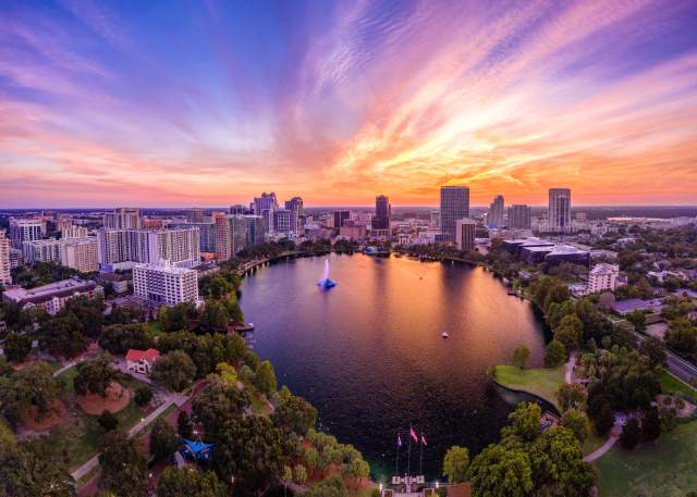 Orlando Main Streets lake eola aerial