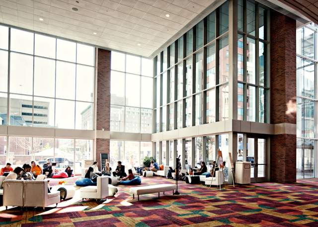 Convention attendees gather in the Indiana Convention Center