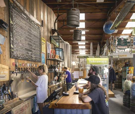 Eclectic interior of Altitude Brewing