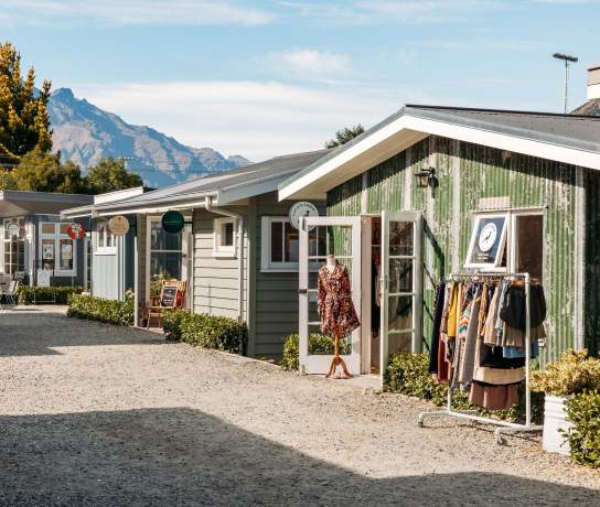 Boutique shops in restored sheds at Country Lane Retail Village
