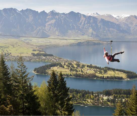 Man ziplining in spring with Ziptrek Eco Tours