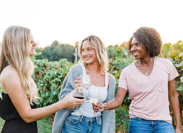 Ladies enjoy a drink at Beachaven Winery