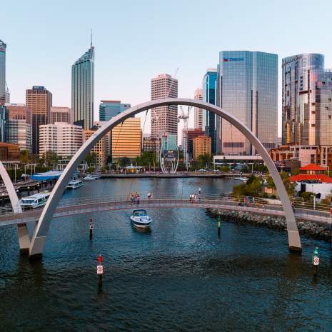 Perth City and Elizabeth Quay from Swan River