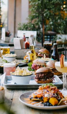 A table spread of delicious looking food