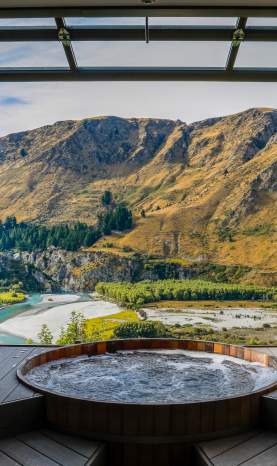 Onsen Hot Pools with view over river